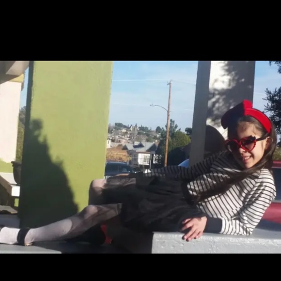 Girls Striped Mesh Layered Tulle Skirt Long Sleeve Dress Ring O Neck 140 8-10 - Picture 2 of 8